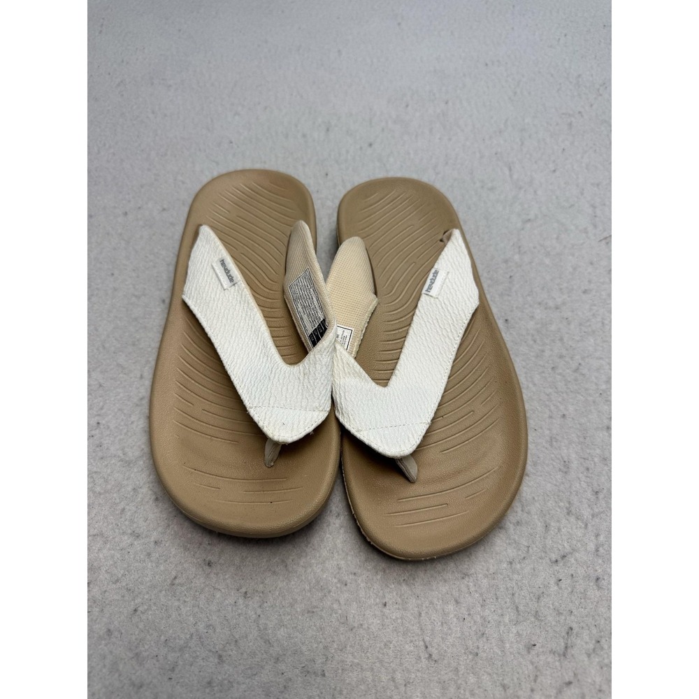 Hey Dude Meg Panama White Sandals Women's Size 7 Beige Thong Flip Flop Comfort